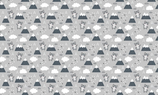 Kids Scandinavian Kitty Forest Repeat Pattern Wallpaper