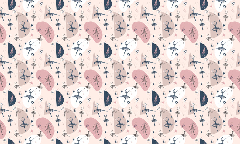 Dancing Girl Ballerina Repeat Pattern Wallpaper in your room — zoomed