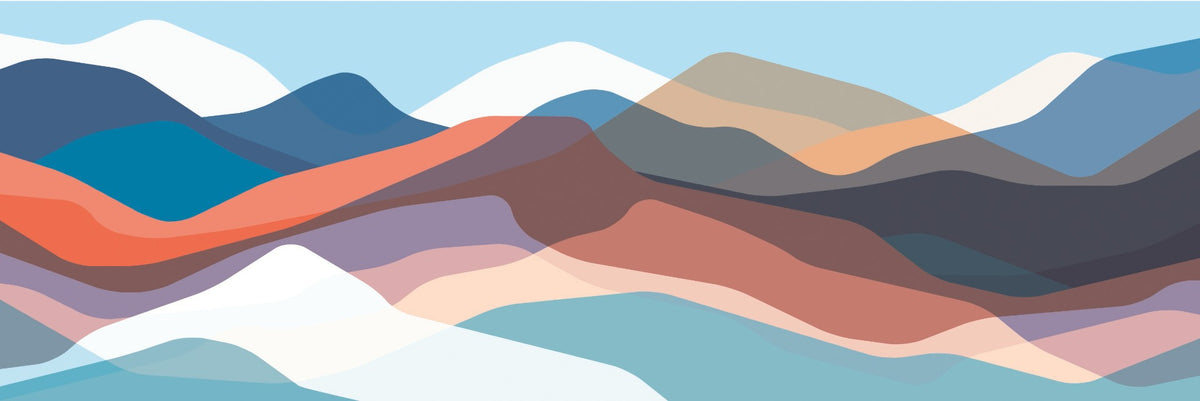 Watercolor Wavy Mountains Wallpaper Murals in your room — zoomed