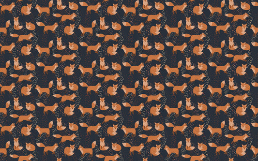 Orange Foxes Kids Room Repeat Pattern Wallpaper