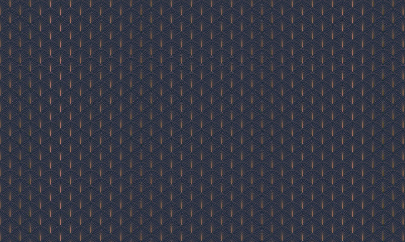 Blue Gold Art Deco Repeat Pattern Wallpaper in your room — zoomed