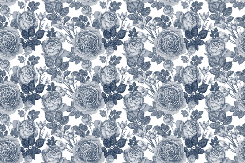 Blue Flower Wallpaper - Midnight Bloom in your room — zoomed