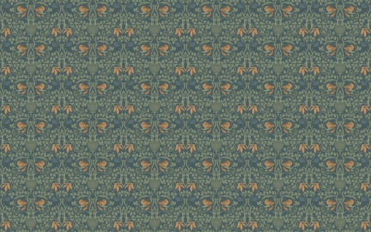 Green Color Retro Vintage Flowers Wallpaper