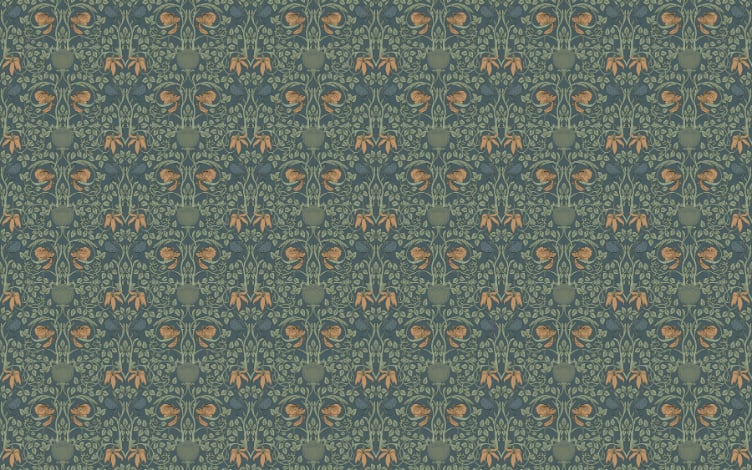 Green Color Retro Vintage Flowers Wallpaper