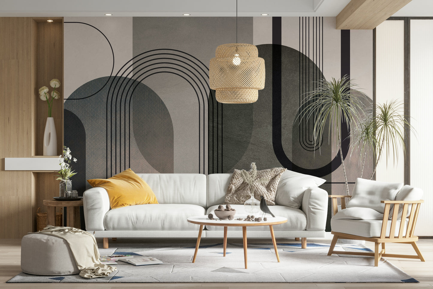 Curved shape arch wall mural design

