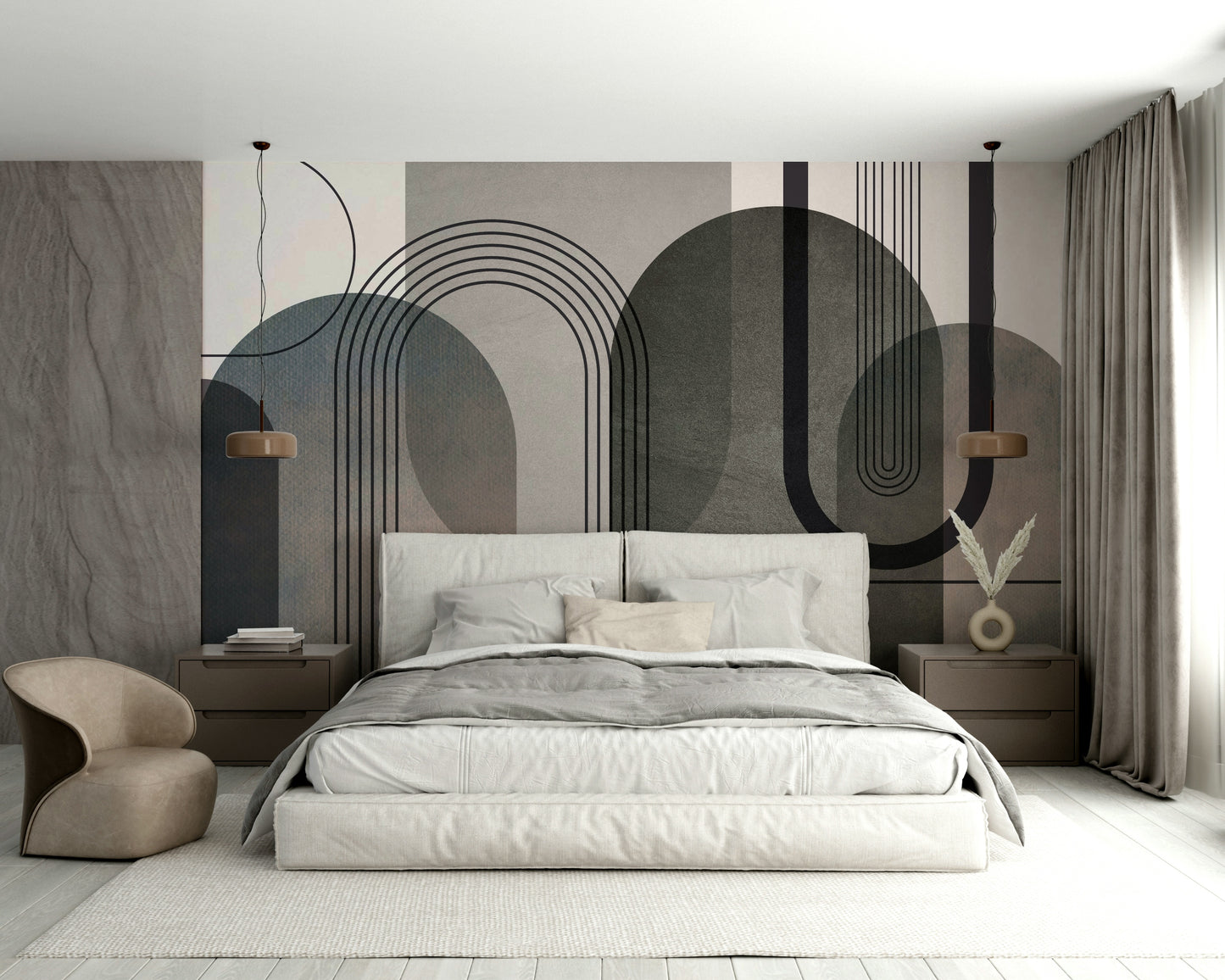 Muted abstract arches wallpaper for walls

