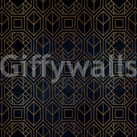 Luxury Art Deco mural in deep charcoal black for stylish rooms

