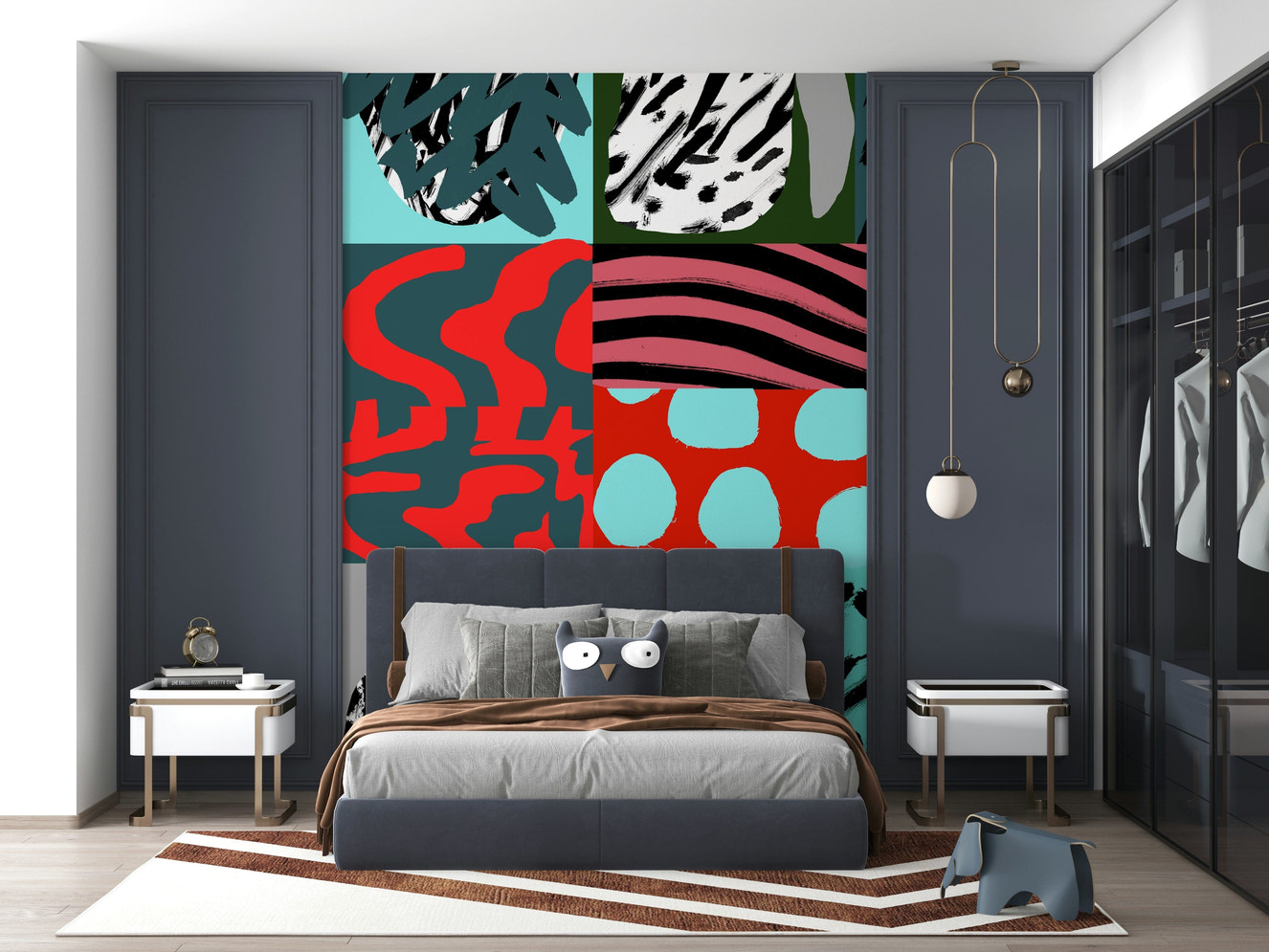 A graceful subtle pattern wall mural in cool, natural tones.

