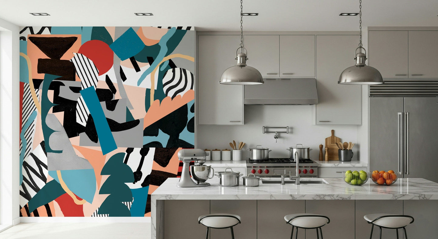 A serene flowing line wall mural for your decor.

