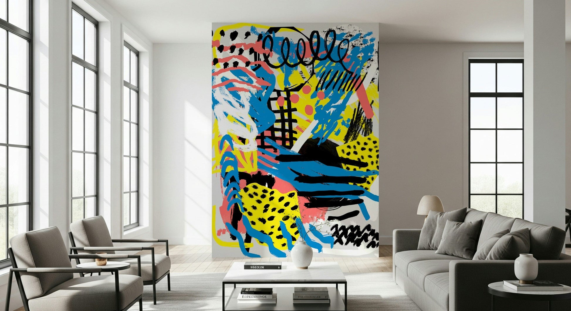 A tranquil subtle texture mural on the wallpaper.