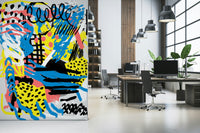 An artistic minimalist form mural for home decor.