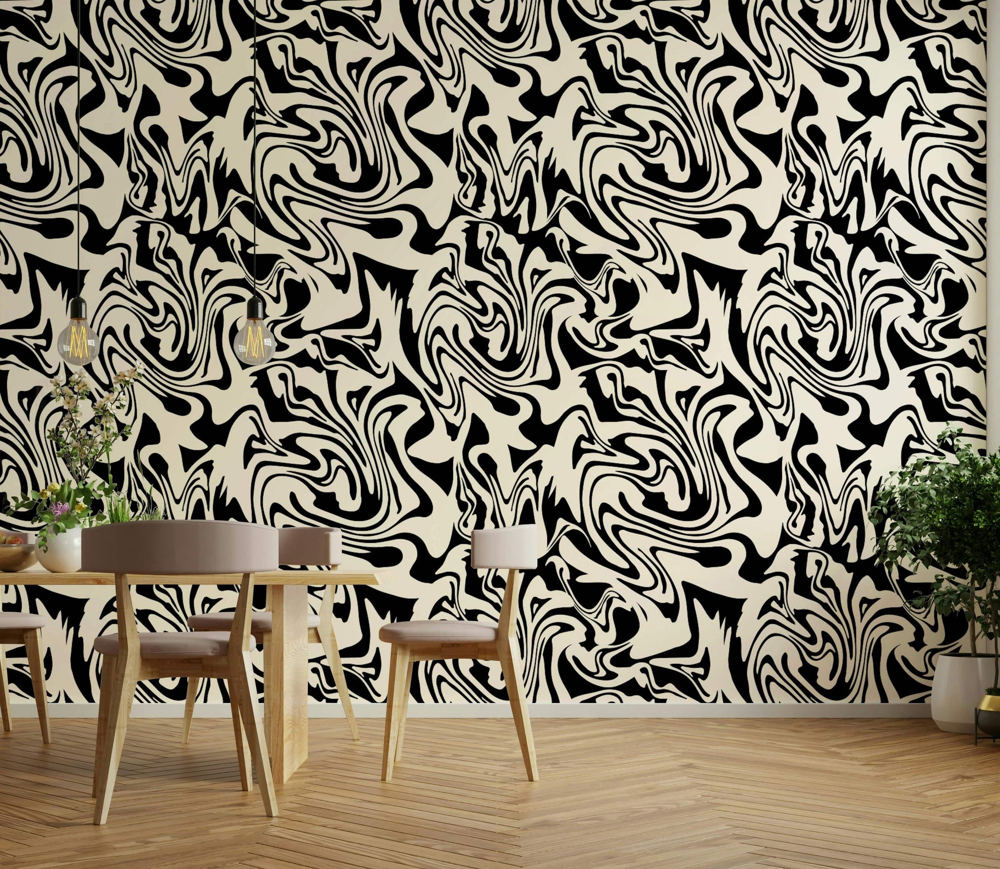 Abstract Liquid flowing wallpaper for walls

