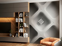 A peaceful abstract design mural on decorative wallpaper.

