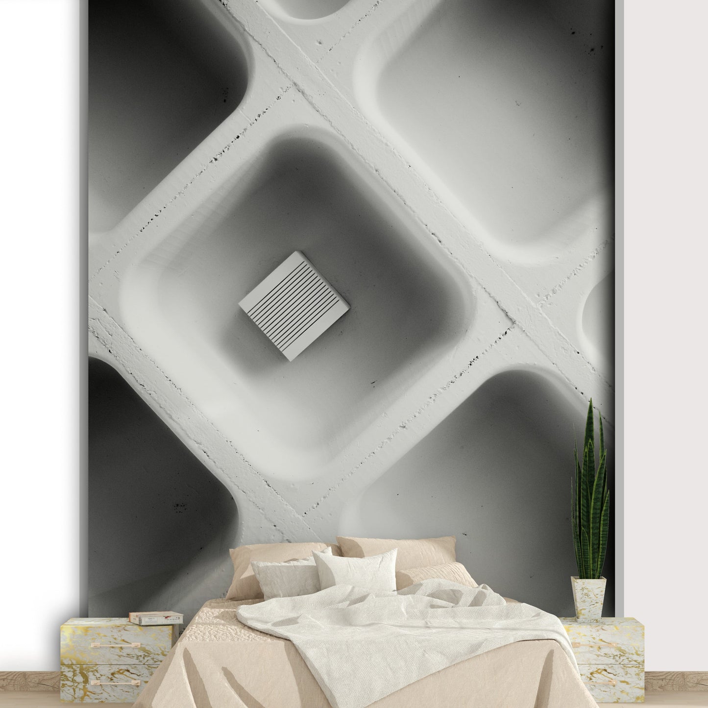 A contemplative silent scene wallpaper mural for a feature wall.

