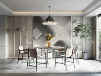 An artistic quiet landscape mural on minimalist wallpaper.

