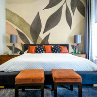 Watercolor plants mural with artistic brushstrokes

