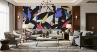 An artistic minimalist form mural for home decor.