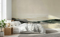 A calming water movement wallpaper mural that defines a space.