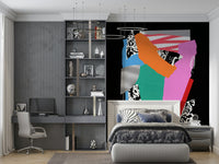 Abstract Tomorrow's Dust wall mural in a modern apartment living room.
