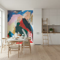 A calming abstract design wallpaper mural that defines a space.