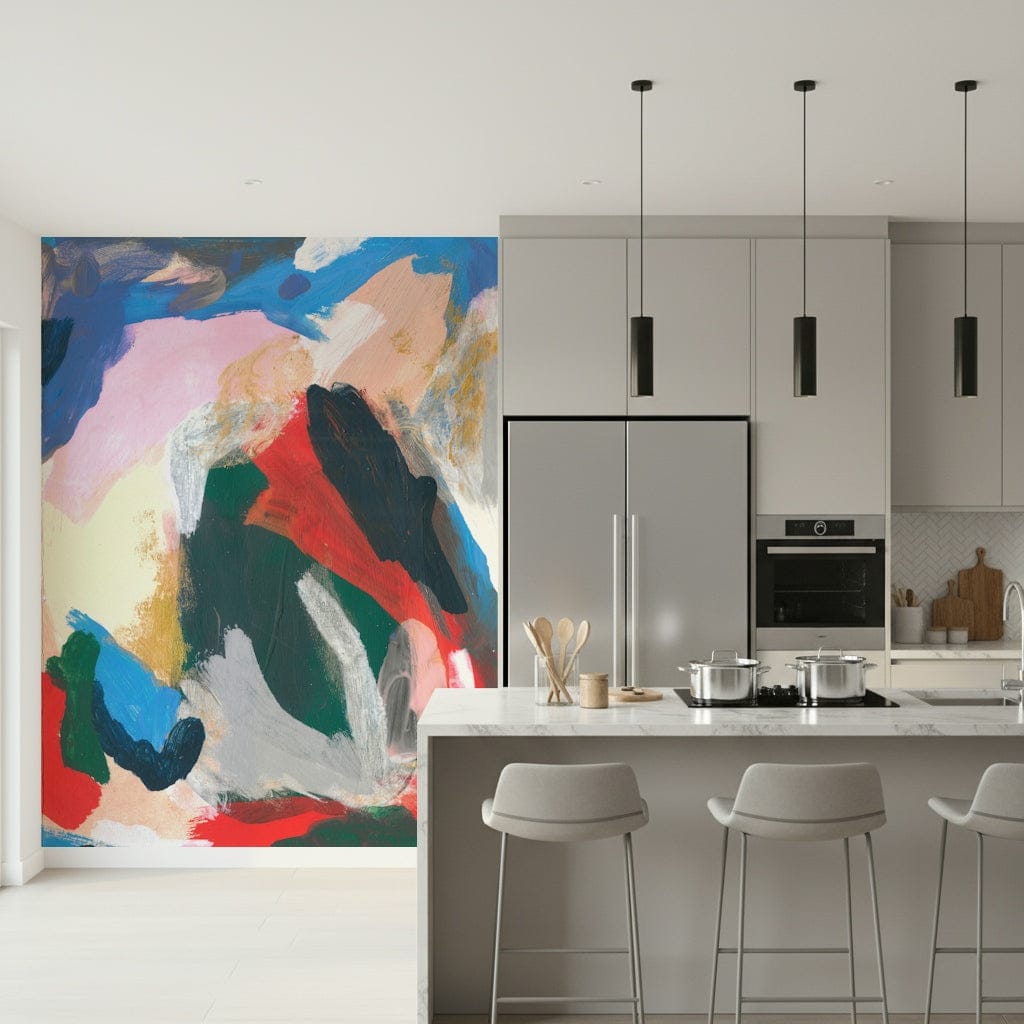 A graceful subtle pattern wall mural in bright, balanced tones.