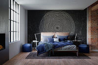 Bold black and white concentric circles wallpaper for walls