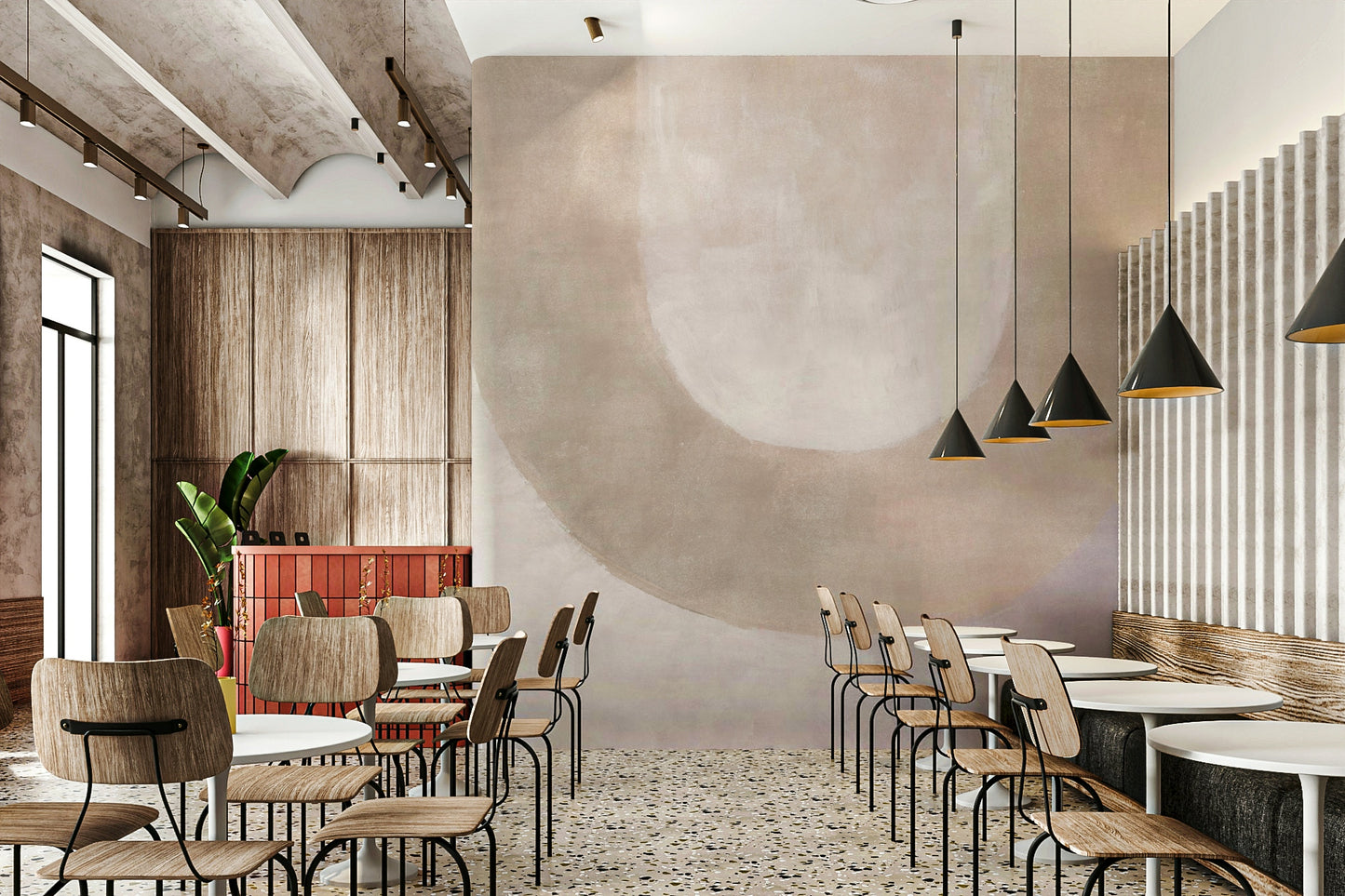 Modern mural in calming earth tones

