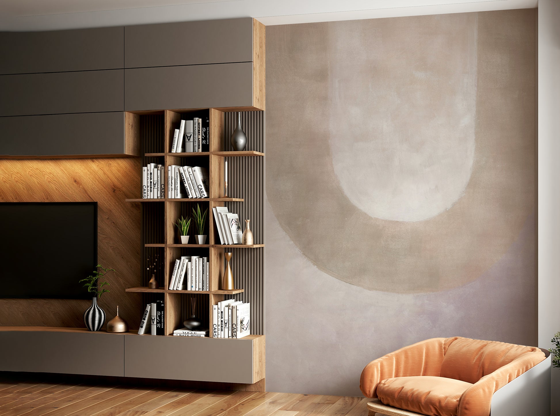 Beige and terracotta abstract design

