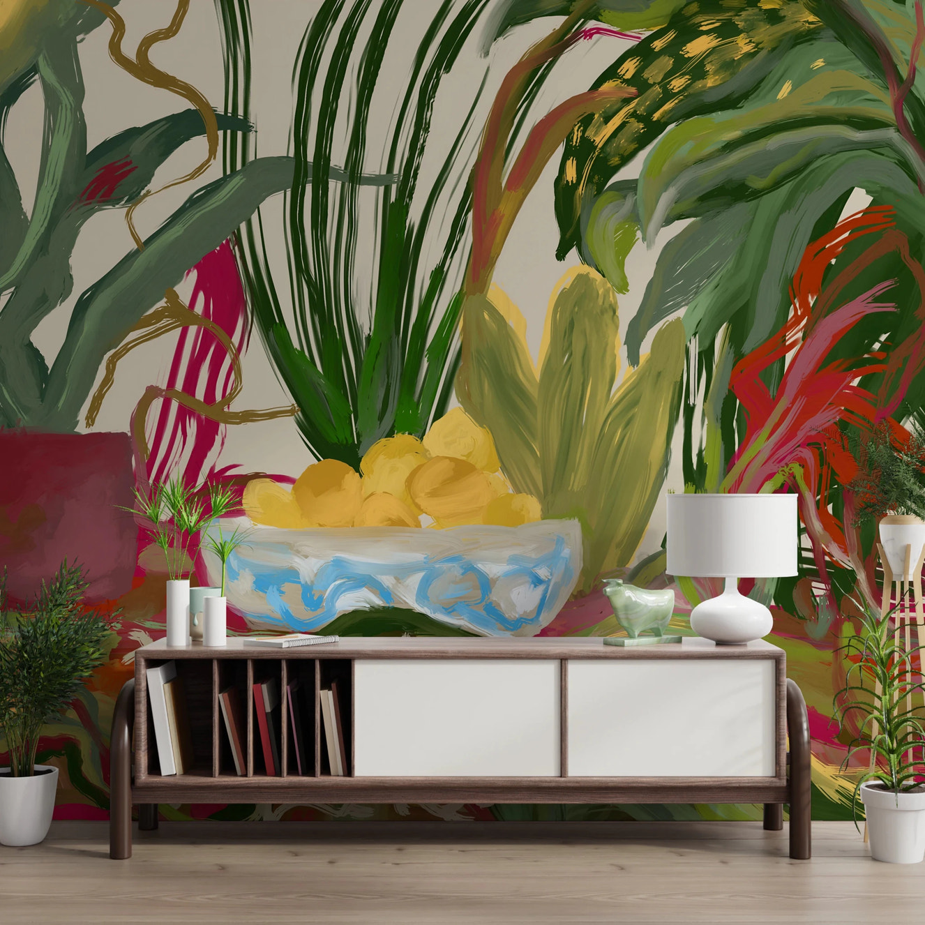 Abstract Eden Botanical still life lemons Wall Mural