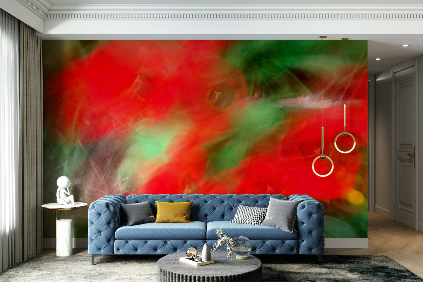 Artistic abstract flower mural wallpaper
