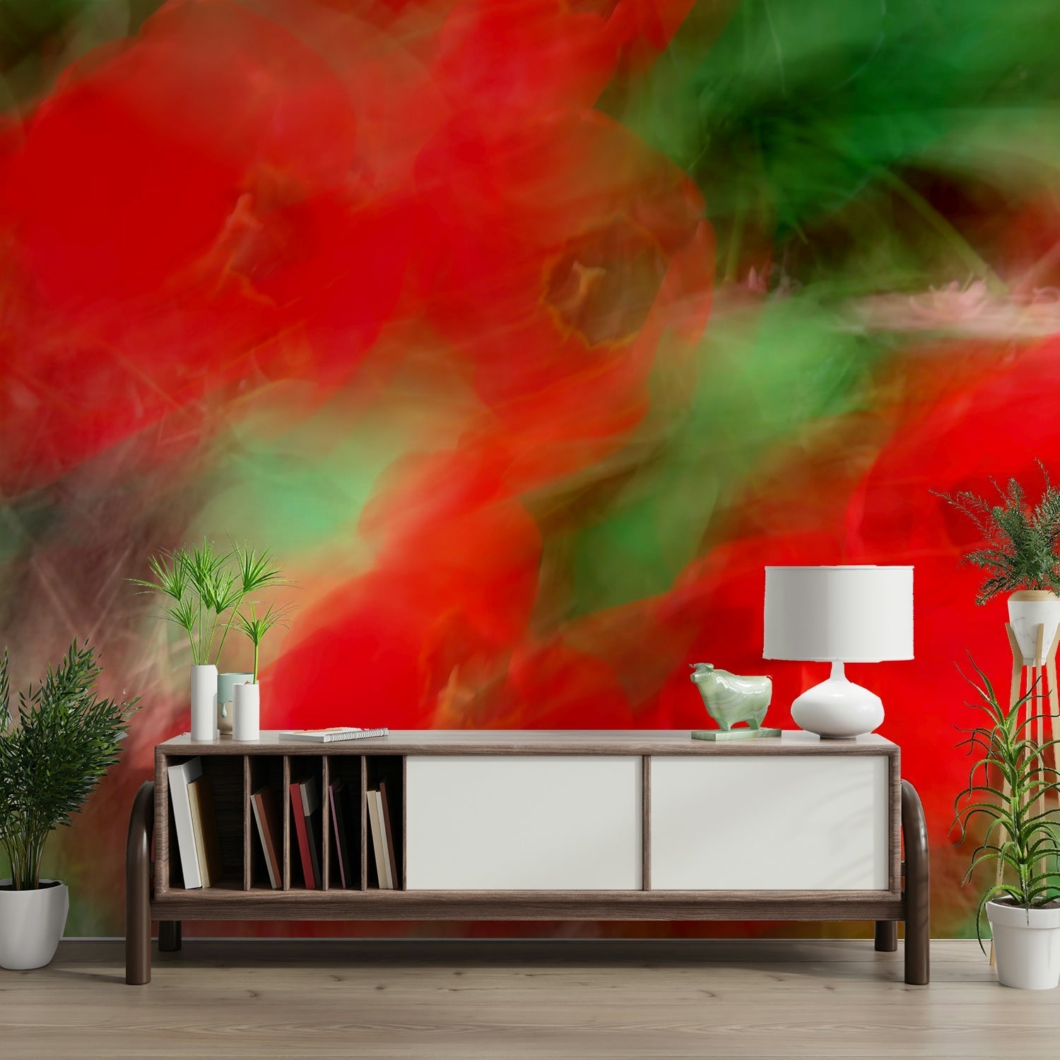 Bold floral art print wallpaper
