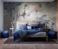 Abstract floral botanical wallpaper for elegant interiors
