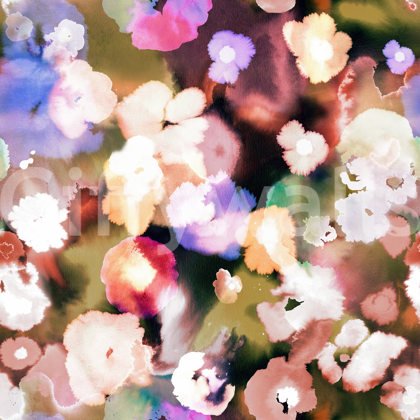 Abstract Modern Flowers Colorful Sunset Wall Mural