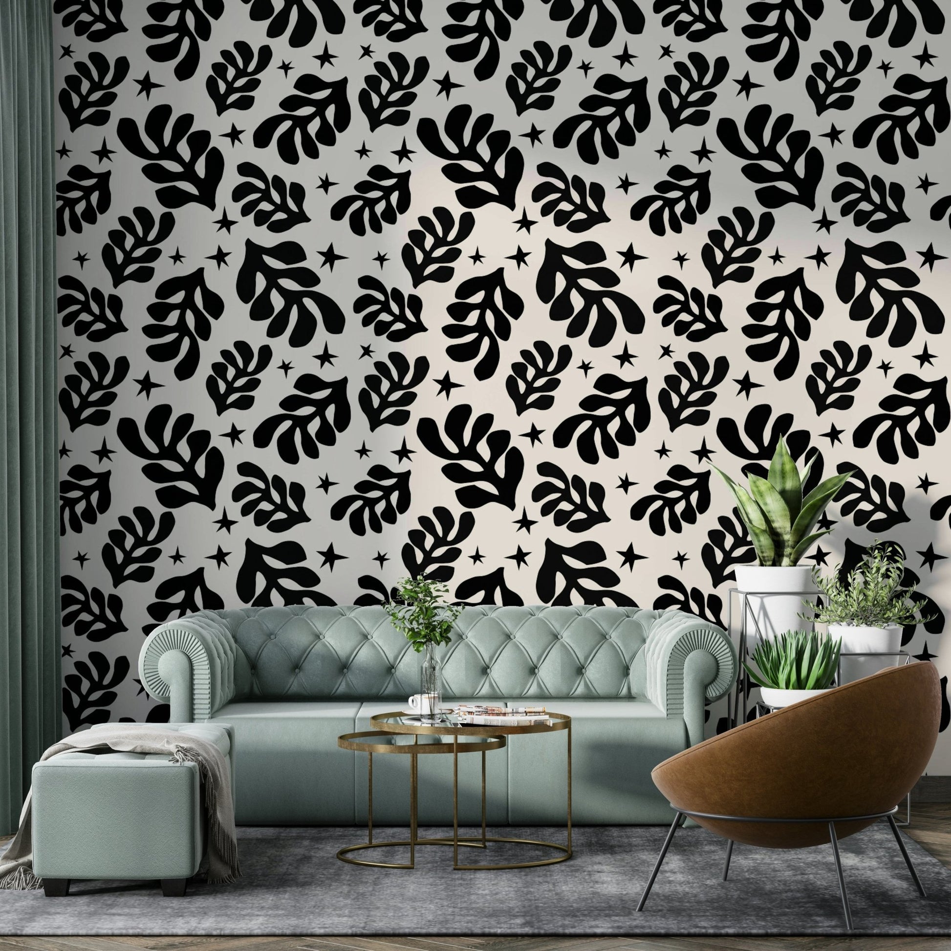 The room feels artistic and calm due to the elegant design.

