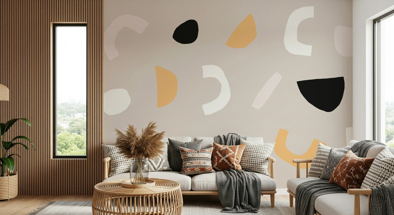 A beautiful abstract form wallpaper mural for a modern home.