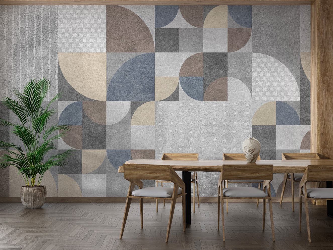Abstract Cement Texture Geometric Wallpaper
