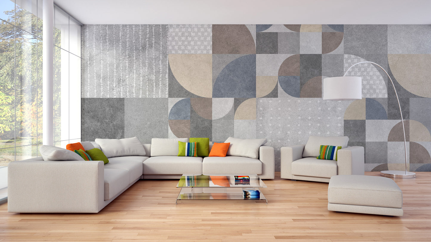 Modern Cement Texture Abstract Geometric Wallpaper
