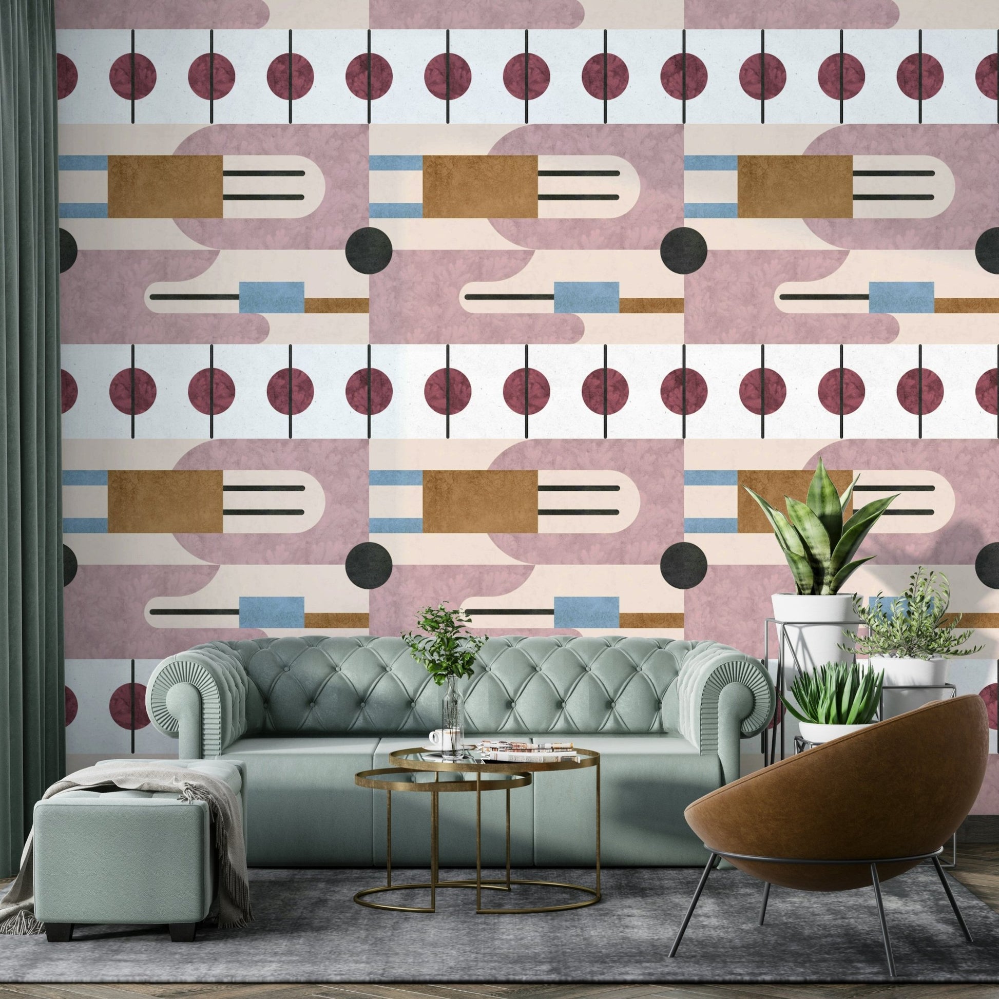 Decorative mural in warm abstract pattern

