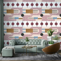 Decorative mural in warm abstract pattern

