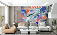 A peaceful grain effect mural on decorative wallpaper.

