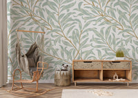 High-definition wallpaper mural featuring realistic palm leaf textures.