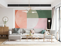 A beautiful modern art wall mural of abstract forms.

