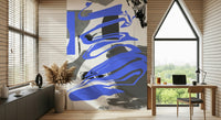 Modern abstract smoke shapes creating illusionary depth, wall mural