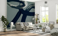 A serene flowing line wall mural for modern decor.

