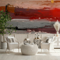 Minimalist mountain art wall decor for a contemporary bedroom office space.