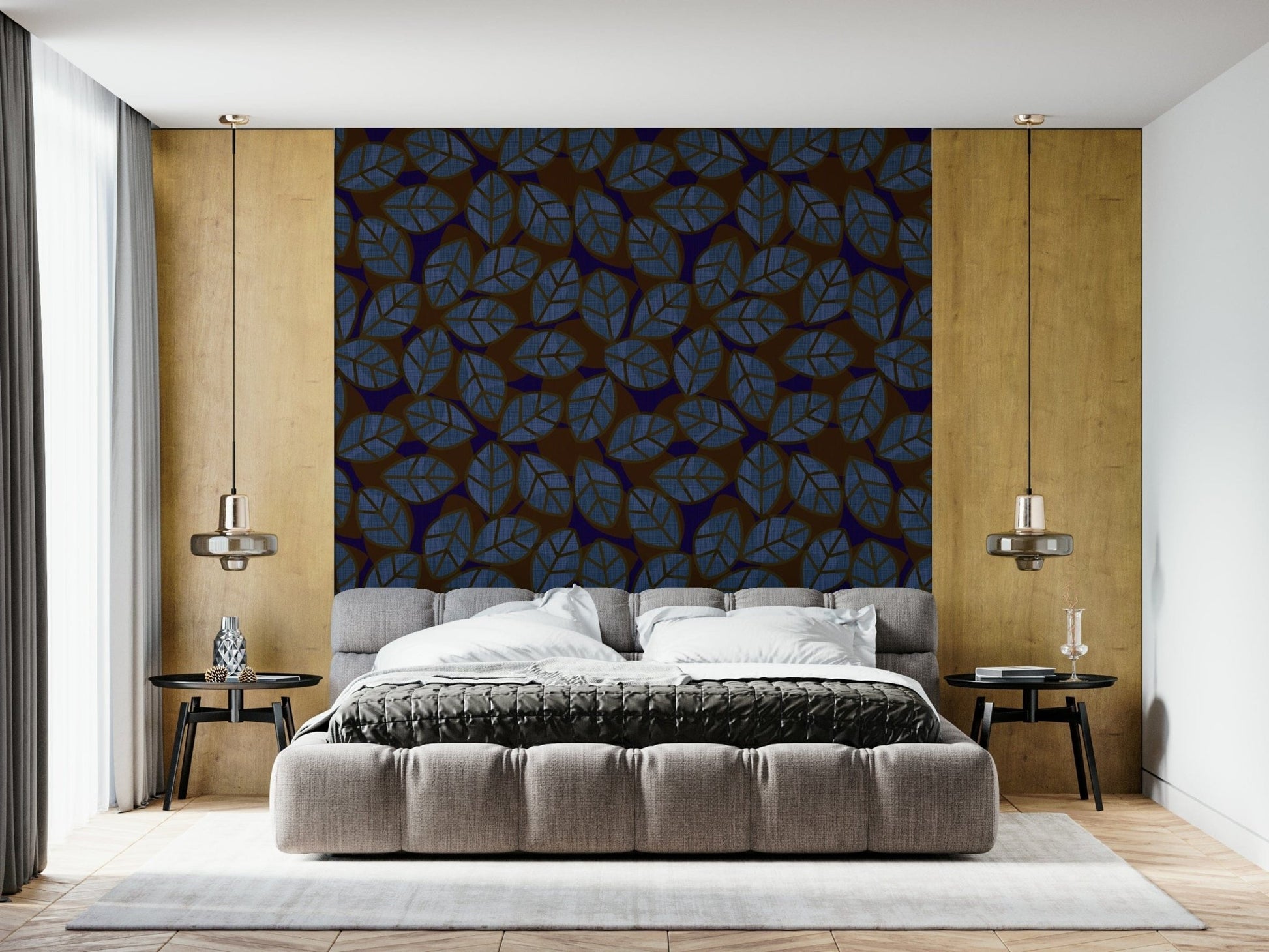 Abstract Leaves Dark wallpaper with moody, modern leaf patterns for stylish interiors.