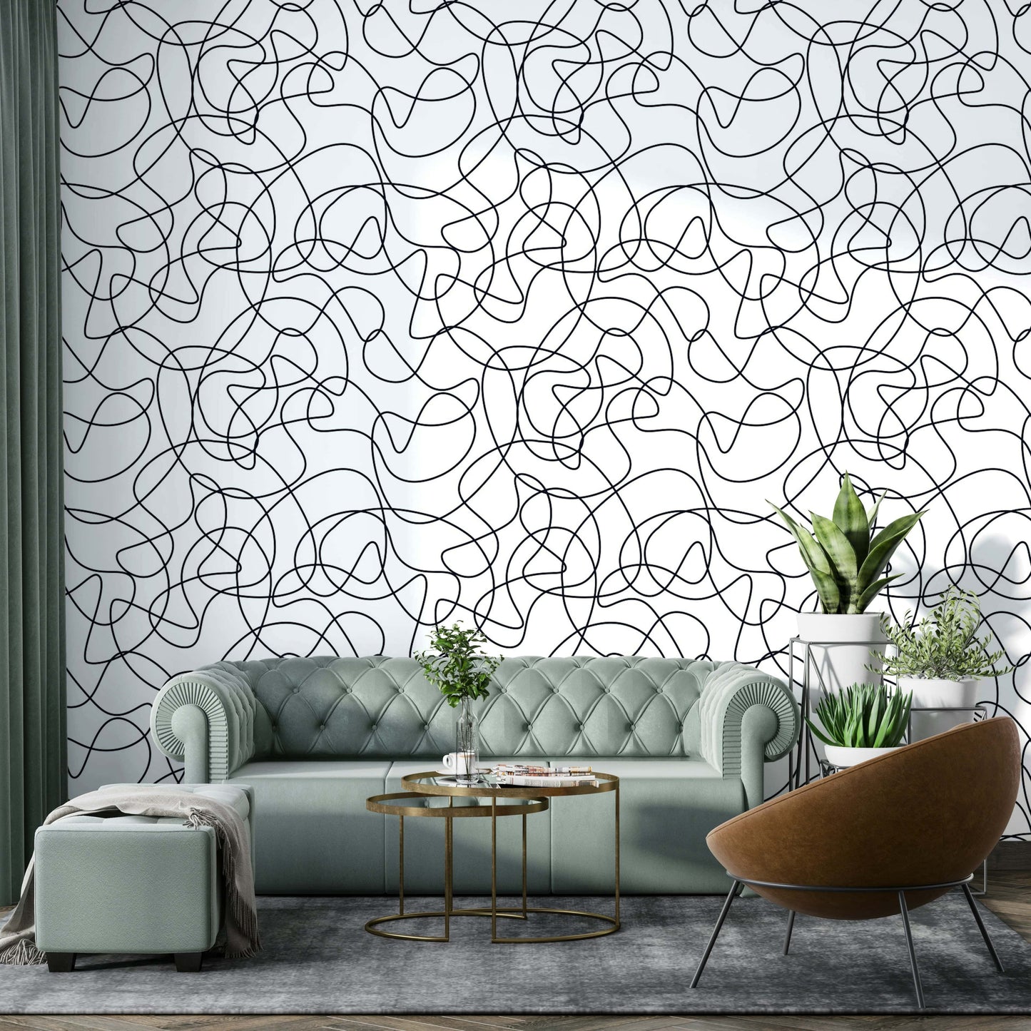Modern outline pattern wallcovering

