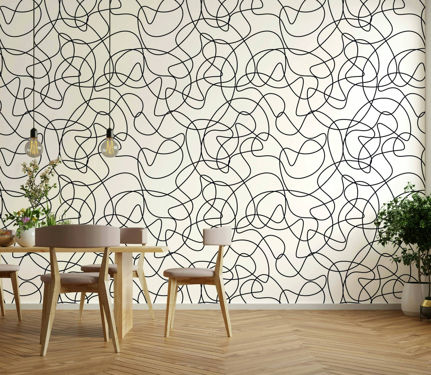 Black and white outline wallpaper

