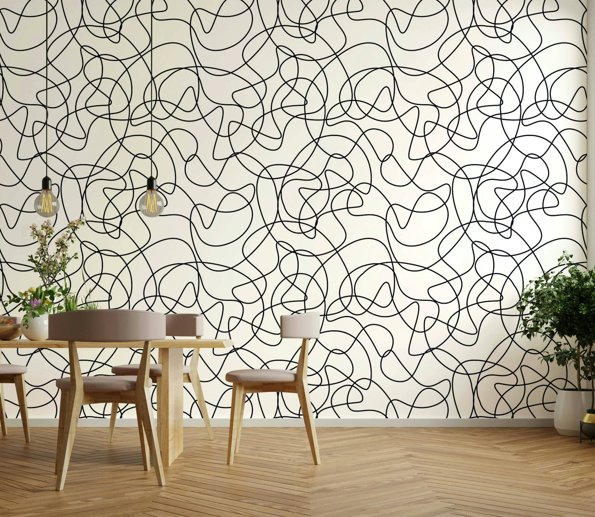 Black and white outline wallpaper

