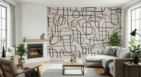An artistic minimalist form mural for home decor.